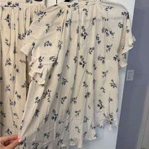 Zimmermann Ivory and Navy Floral Blouse